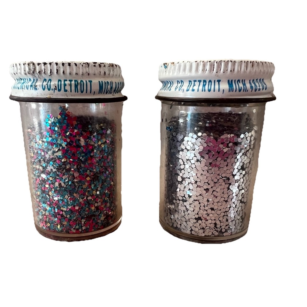 Vtg 7 Glitter Shakers & 8 Rolls Antiqued Romantic Stamp Washi Crafts Stationary
